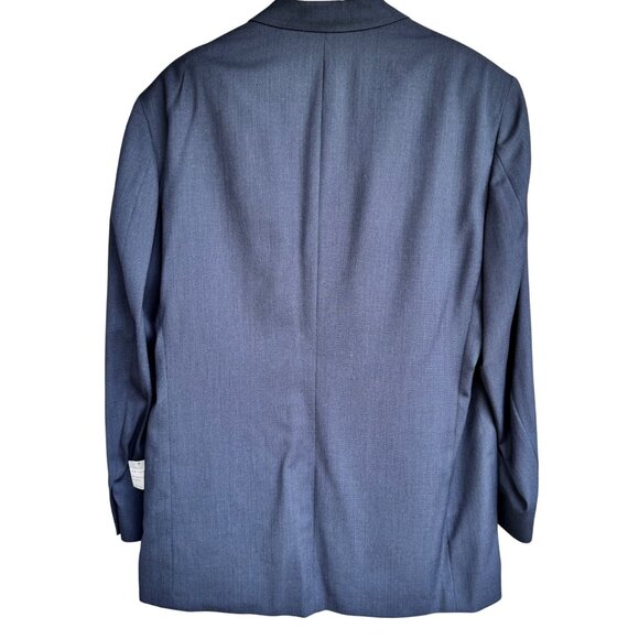 Barrington Premier Mens Suit Coat 44 Reg Navy Blue Worsted Wool Textured New - Picture 2 of 11